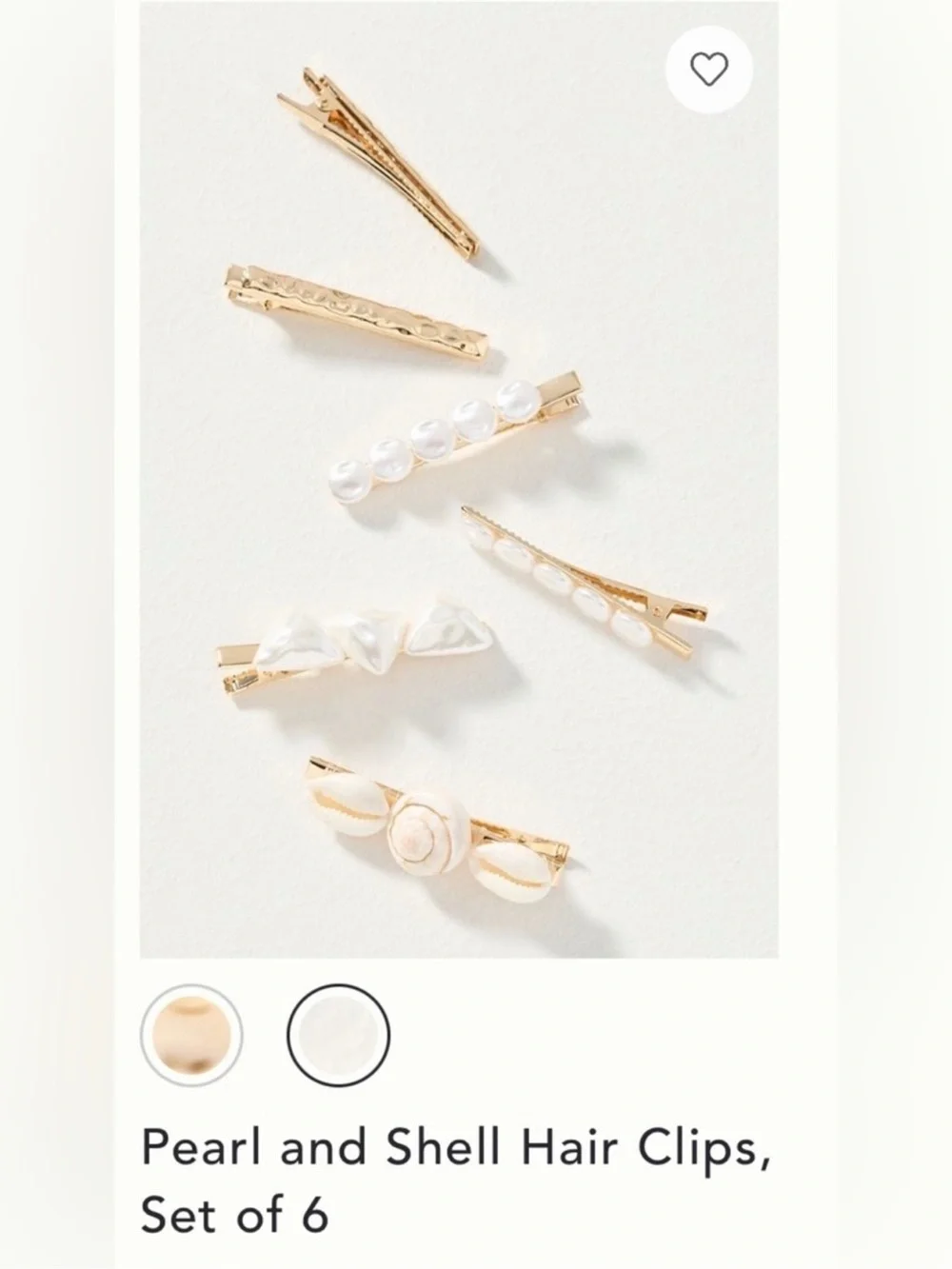 Anthropologie pearl and shell Clip Set